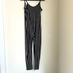 Black and White Striped Jumpsuit